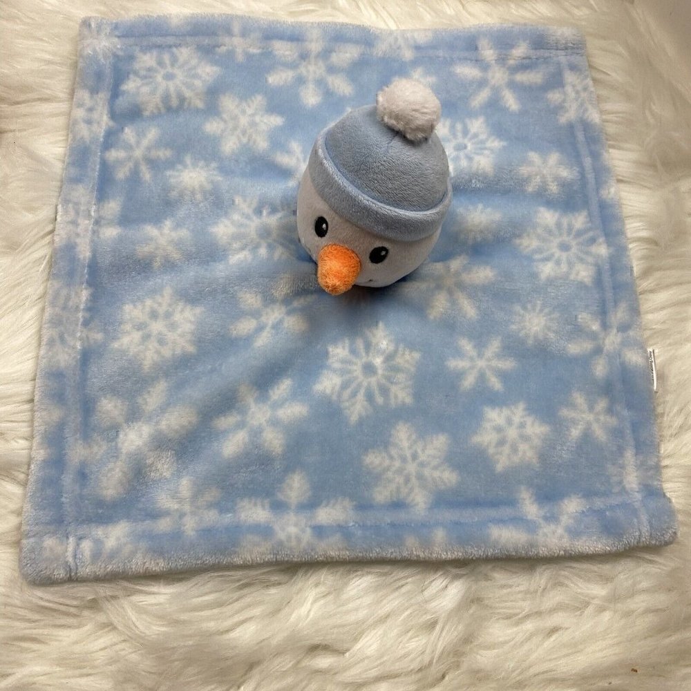 Hudson Baby HB Lovey Security Blanket 12 1/2"x13" Snowman Snowflakes